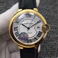 Replik-Uhr Ballon Bleu De Cartier 42MM W6900551 Gelbgold Silbernes Zifferblatt