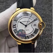 Replik-Uhr Ballon Bleu De Cartier 42MM W6900551 Gelbgold Silbernes Zifferblatt