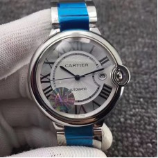 Replik-Uhr Ballon Bleu De Cartier 42MM W69012Z4 Rostfreier Stahl Silbernes Zifferblatt