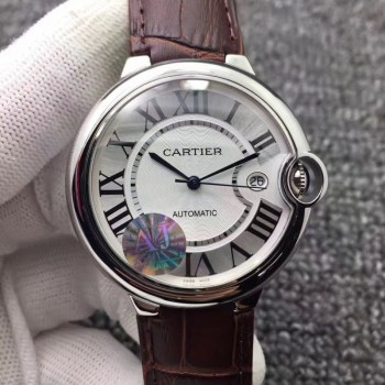 Replik-Uhr Ballon Bleu De Cartier 42MM W6901351 Rostfreier Stahl Silbernes Zifferblatt