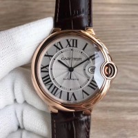 Replik-Uhr Ballon Bleu De Cartier 42MM WGBB0017 18K Roségold Wrapped Silbernes Zifferblatt