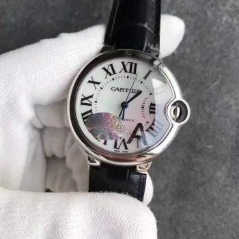 Replik-Uhr Ballon Bleu De Cartier W69017Z4 36MM Rostfreier Stahl WeiBes Zifferblatt