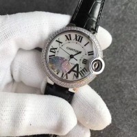 Replik-Uhr Ballon Bleu De Cartier W6920071 33MM Rostfreier Stahl & Diamanten WeiBes Zifferblatt