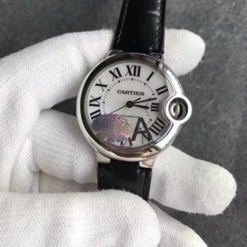 Replik-Uhr Ballon Bleu De Cartier W6920071 33MM Rostfreier Stahl WeiBes Zifferblatt