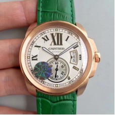 Replik-Uhr Calibre De Cartier W7100009 42MM Roségold WeiBes Zifferblatt