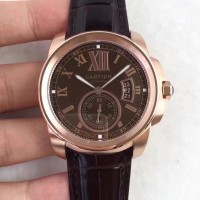 Replik-Uhr Calibre De Cartier W7100040 42MM Roségold Zifferblatt Schokolade