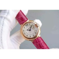 Replik-Uhr Cartier Ballon Bleu 28MM Damen Roségold WeiBes Zifferblatt Ronda Quarz 