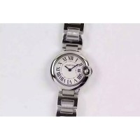 Replik-Uhr Cartier Ballon Bleu 28MM Damen Rostfreier Stahl Silbernes Zifferblatt Quarz 