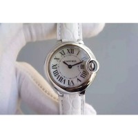 Replik-Uhr Cartier Ballon Bleu 28MM Damen Rostfreier Stahl WeiBes Zifferblatt Quarz 