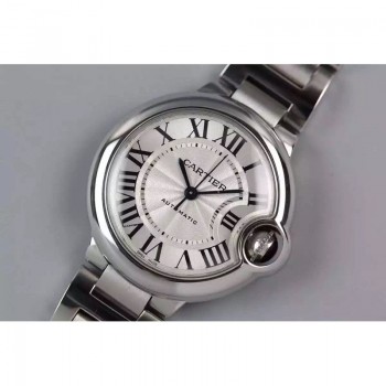 Replik-Uhr Cartier Ballon Bleu 33MM Rostfreier Stahl WeiBes Zifferblatt