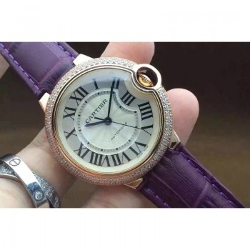 Replik-Uhr Cartier Ballon Bleu 36MM Roségold Diamanten Bezel