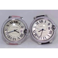 Replik-Uhr Cartier Ballon Bleu 36MM Rostfreier Stahl Silbernes Zifferblatt Diamanten Bezel