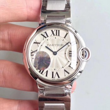 Replik-Uhr Cartier Ballon Bleu 36MM W6920046 Rostfreier Stahl Silbernes Zifferblatt Rond Quarz 