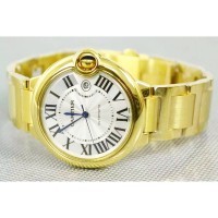 Replik-Uhr Cartier Ballon Bleu 42MM 24K Gelbgold Plated WeiBes Zifferblatt