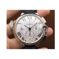 Replik-Uhr Cartier Ballon Bleu Chronograph Rostfreier Stahl WeiBes Zifferblatt