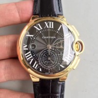 Replik-Uhr Cartier Ballon Bleu Chronograph W6920007 Gelbgold Schwarzes Zifferblatt