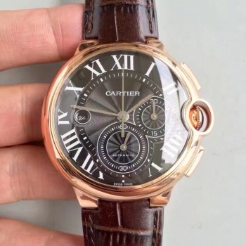 Replik-Uhr Cartier Ballon Bleu Chronograph W6920074 Roségold Schwarzes Zifferblatt