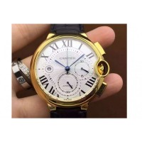 Replik-Uhr Cartier Ballon Bleu Chronograph Gelbgold WeiBes Zifferblatt