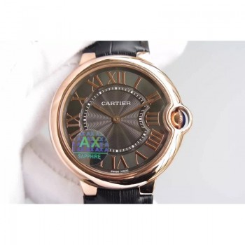 Replik-Uhr Cartier Ballon Bleu Roségold Braunes Zifferblatt