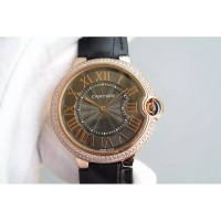 Replik-Uhr Cartier Ballon Bleu Roségold & Diamanten Braunes Zifferblatt