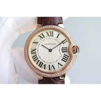 Replik-Uhr Cartier Ballon Bleu Roségold & Diamanten WeiBes Zifferblattdiamant