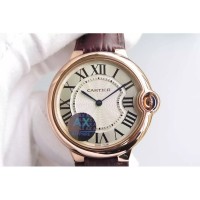 Replik-Uhr Cartier Ballon Bleu Roségold WeiBes Zifferblatt