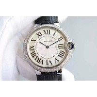 Replik-Uhr Cartier Ballon Bleu Rostfreier Stahl & Diamanten WeiBes Zifferblatt