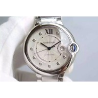 Replik-Uhr Cartier Ballon Bleu Rostfreier Stahl WeiBes Zifferblatt Rostfreier Stahl Bracelet