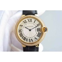 Replik-Uhr Cartier Ballon Bleu Gelbgold & Diamanten WeiBes Zifferblatt