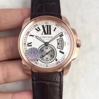 Replik-Uhr Calibre De Cartier W7100039 42MM Roségold WeiBes Zifferblatt