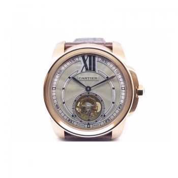 Replik-Uhr Calibre de Cartier Tourbillon Roségold GroBes Zifferblatt Tourbillon 