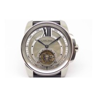 Replik-Uhr Calibre de Cartier Tourbillon Rostfreier Stahl GroBes Zifferblatt Tourbillon 