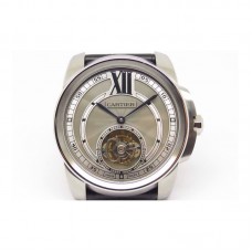 Replik-Uhr Calibre de Cartier Tourbillon Rostfreier Stahl GroBes Zifferblatt Tourbillon 