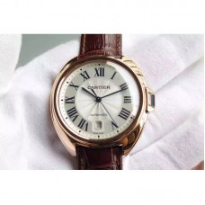 Replik-Uhr Cartier Cle 40 MM Roségold WeiBes Zifferblatt