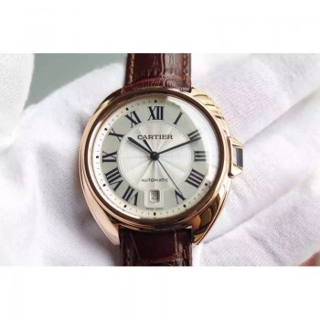 Replik-Uhr Cartier Cle 40 MM Roségold WeiBes Zifferblatt