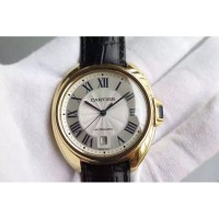 Replik-Uhr Cartier Cle 40MM Gelbgold WeiBes Zifferblatt