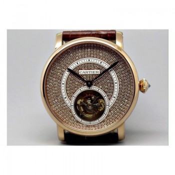 Replik-Uhr Cartier Ronde Louis Tourbillon Roségold Diamanten Dial Tourbillon 