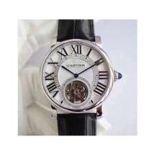 Replik-Uhr Cartier Rotonde Flying Tourbillon W1556216 Rostfreier Stahl Silbernes Zifferblatt