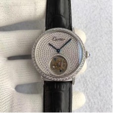 Replik-Uhr Cartier Rotonde Tourbillon Rostfreier Stahl & Diamanten Diamanten Dial Tourbillon 