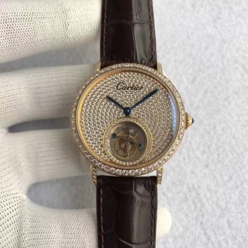 Replik-Uhr Cartier Rotonde Tourbillon Gelbgold & Diamanten Diamanten Dial Tourbillon 