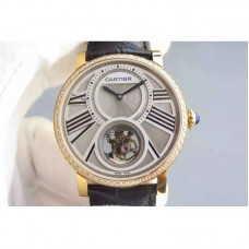 Replik-Uhr Cartier Rotonde Tourbillon Gelbgold & Diamanten WeiBes Zifferblatt Tourbillon 