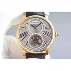 Replik-Uhr Cartier Rotonde Tourbillon Gelbgold WeiBes Zifferblatt Tourbillon 