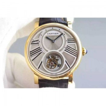 Replik-Uhr Cartier Rotonde Tourbillon Gelbgold WeiBes Zifferblatt Tourbillon 