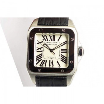 Replik-Uhr Cartier Santos 100 Midsize Rostfreier Stahl WeiBes Zifferblatt