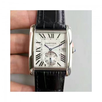 Replik-Uhr Cartier Tank W5330003 Rostfreier Stahl WeiBes Zifferblatt