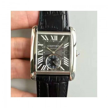 Replik-Uhr Cartier Tank W5330004 Rostfreier Stahl Schwarzes Zifferblatt