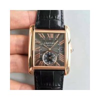 Replik-Uhr Cartier Tank WGTA0014 Roségold Schwarzes Zifferblatt