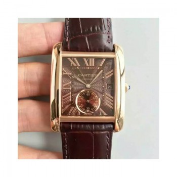 Replik-Uhr Cartier Tank WGTA0014 Roségold Braunes Zifferblatt