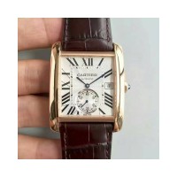 Replik-Uhr Cartier Tank WGTA0014 Roségold White & Schwarzes Zifferblatt