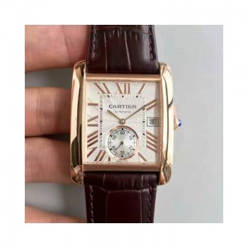 Replik-Uhr Cartier Tank WGTA0014 Roségold WeiBes Zifferblatt